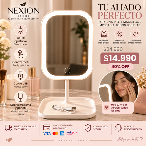 Espejo LED con luz ajustable