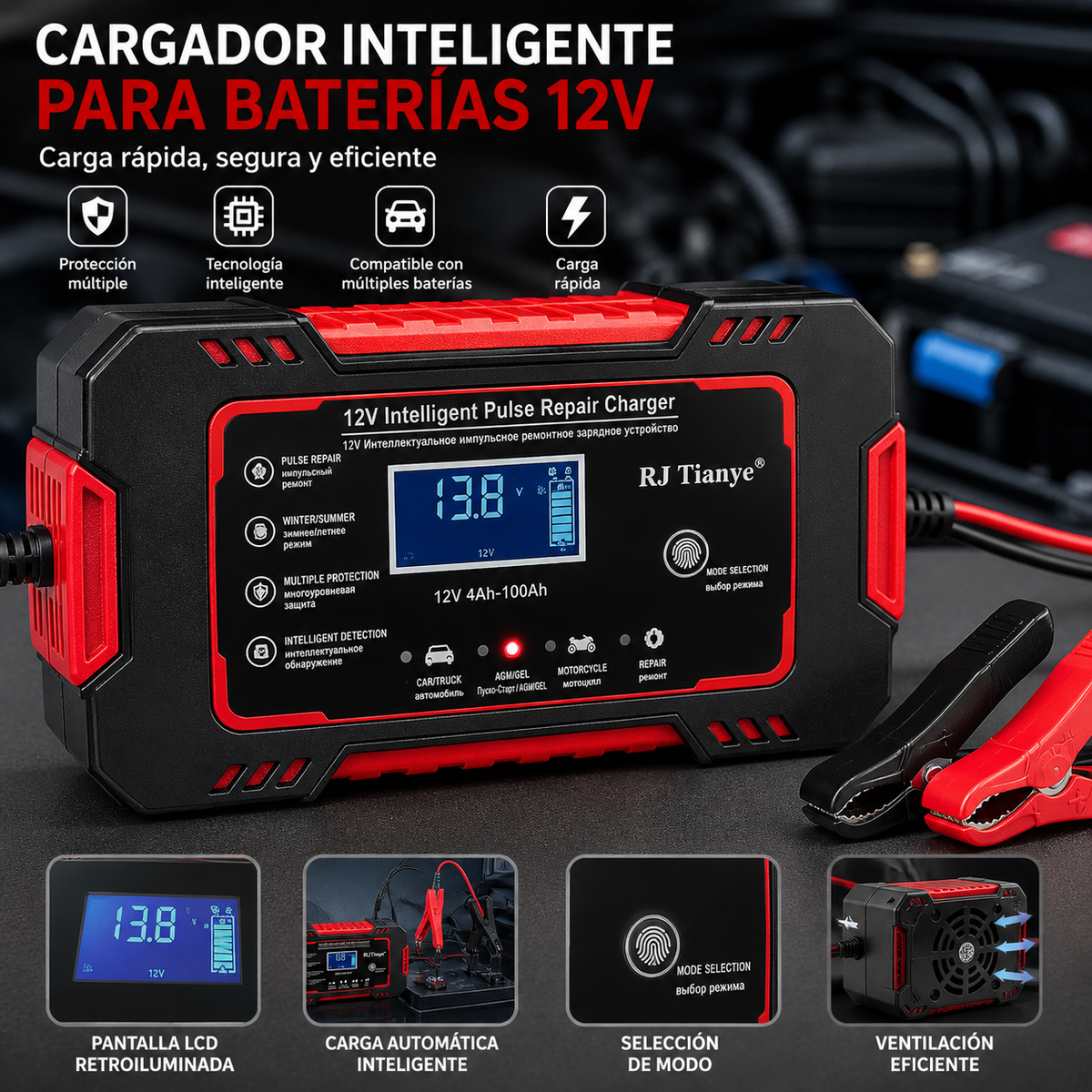 🔋 ¿Tu auto no parte por una batería descargada? Cargador Inteligente de Batería 12V 10A