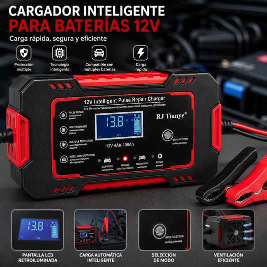 🔋 ¿Tu auto no parte por una batería descargada? Cargador Inteligente de Batería 12V 10A