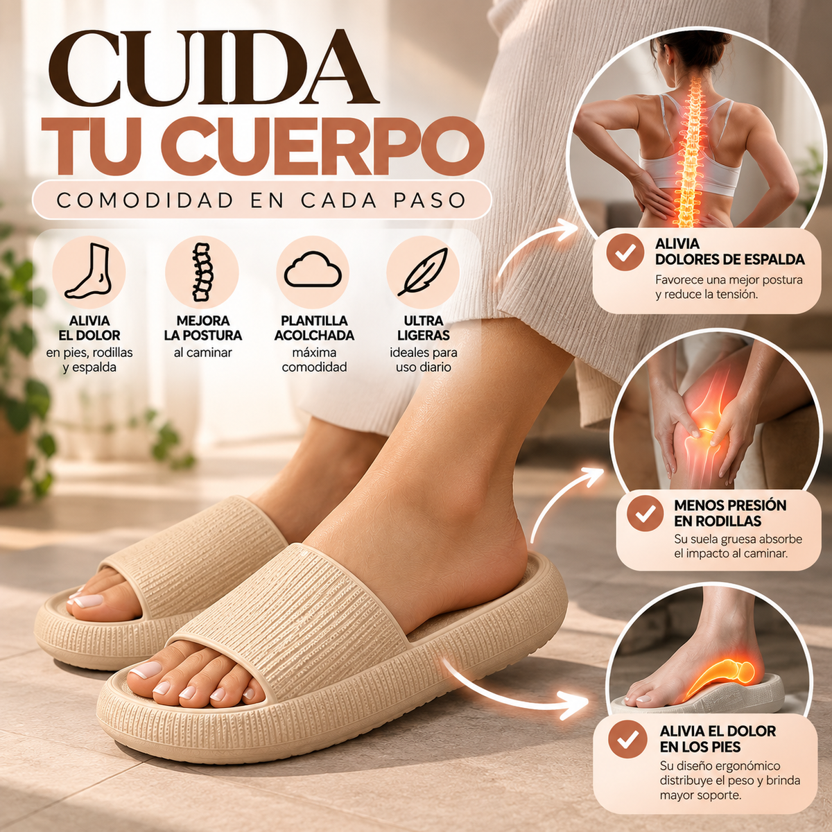 Sandalias Premium Acolchadas y Súper Cómodas
