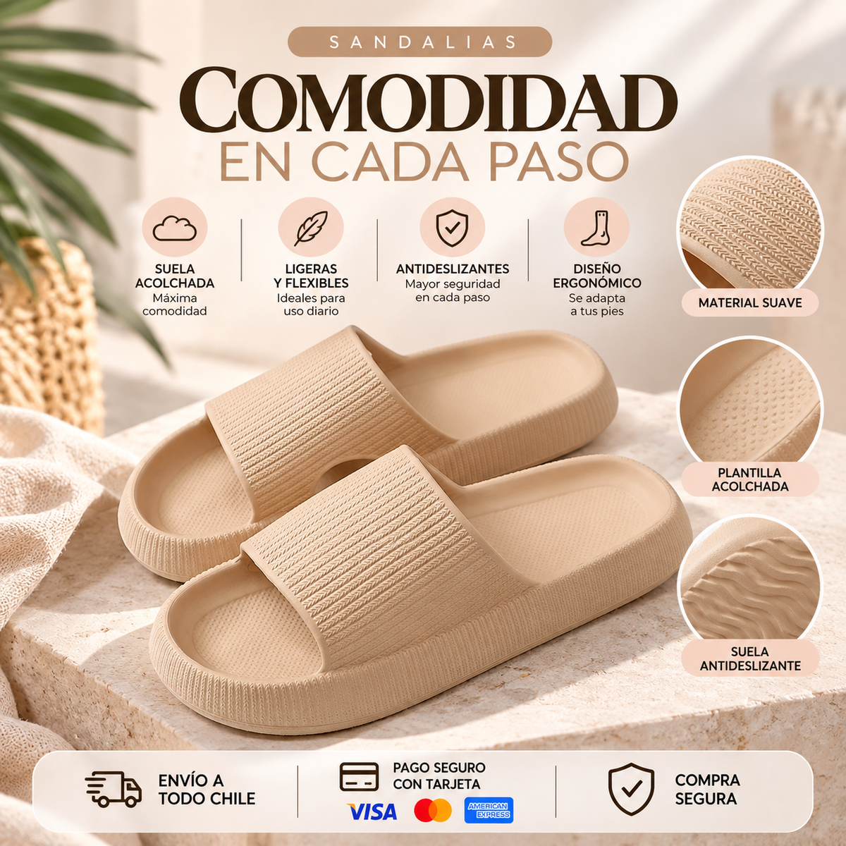 Sandalias Premium Acolchadas y Súper Cómodas