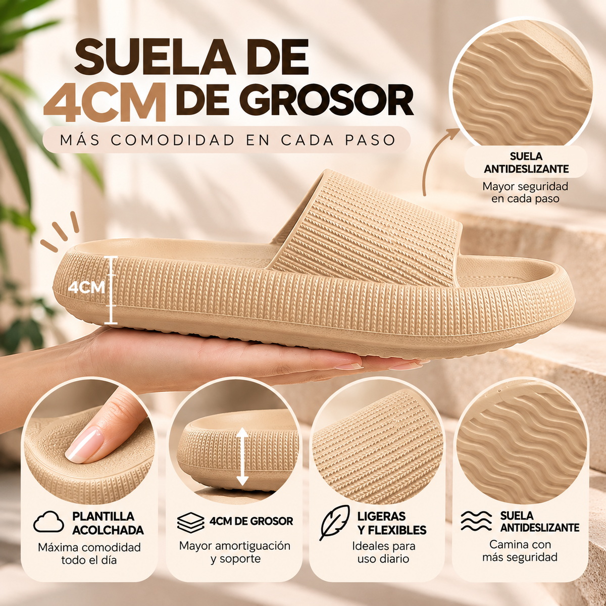 Sandalias Premium Acolchadas y Súper Cómodas